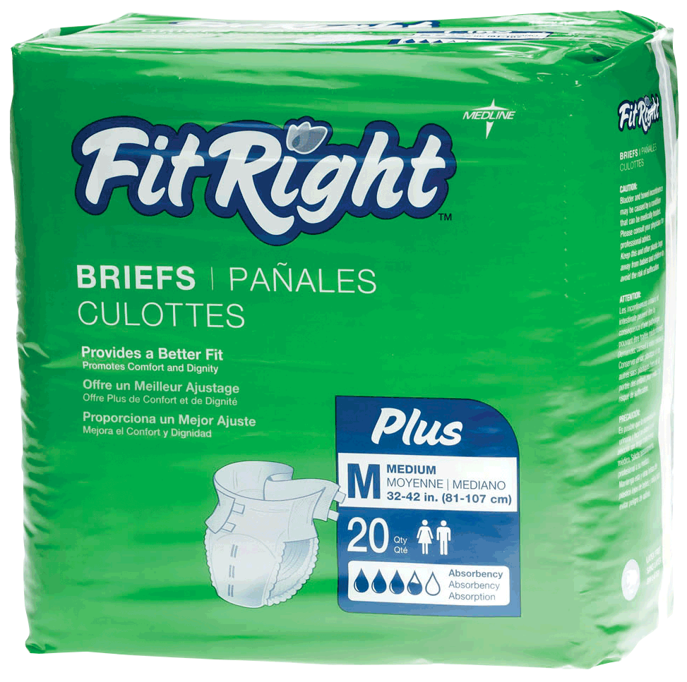 PK/20 - FitRight&reg; Plus Brief, Medium (32" - 42") - Best Buy Medical Supplies
