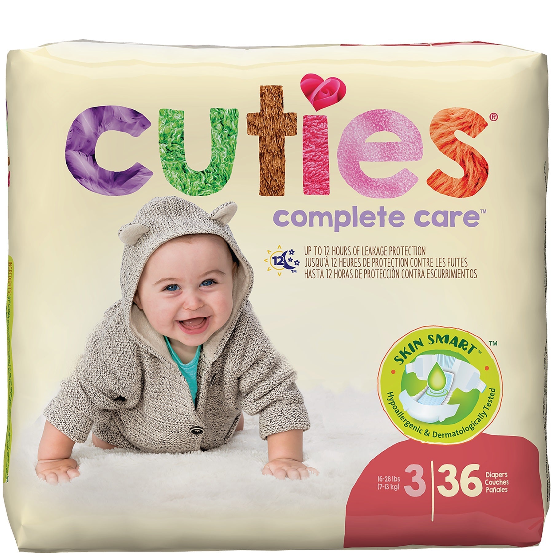 PK/36 - Cuties® Baby Diaper Size 3, 16 to 28 lb - Replaces FQCCC03 - Best Buy Medical Supplies